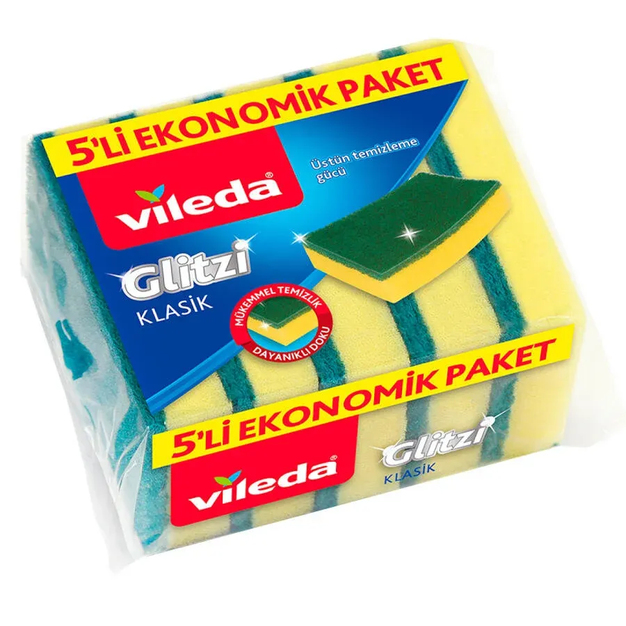 VİLEDA YEŞİL DÜZ BULAŞIK SÜNGERİ 5'Lİ PAKET