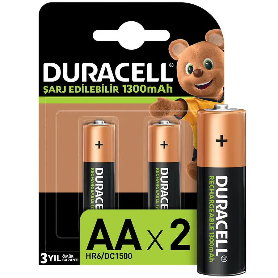 Duracell 1300 mAh Şarj Edilebilir AA Kalem Pil 2'li Paket