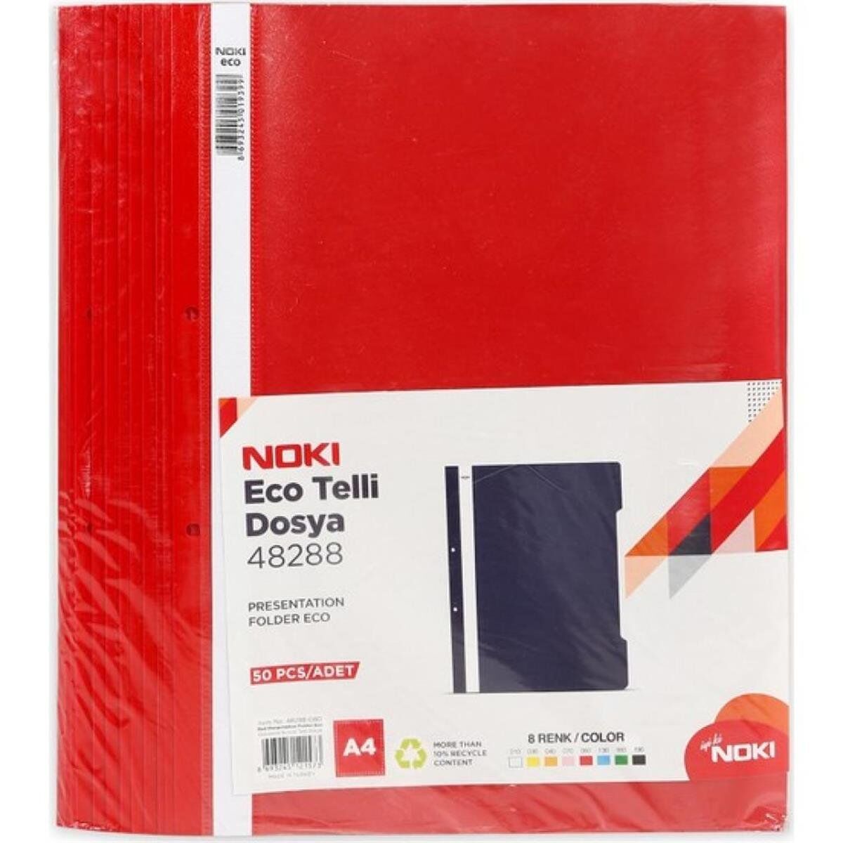 Noki Telli Dosya Kırmızı A4 Boyut 50'li Paket