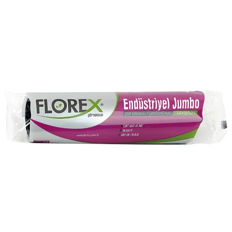 Florex Endüstriyel Çöp Torbası Jumbo Boy 80 cm x 110 cm Siyah 10'lu Paket