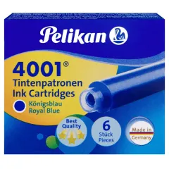 Pelikan 4001 Royal Dolma Kalem Mürekkep Kartuşu Küçük 6'lı Kutu Mavi